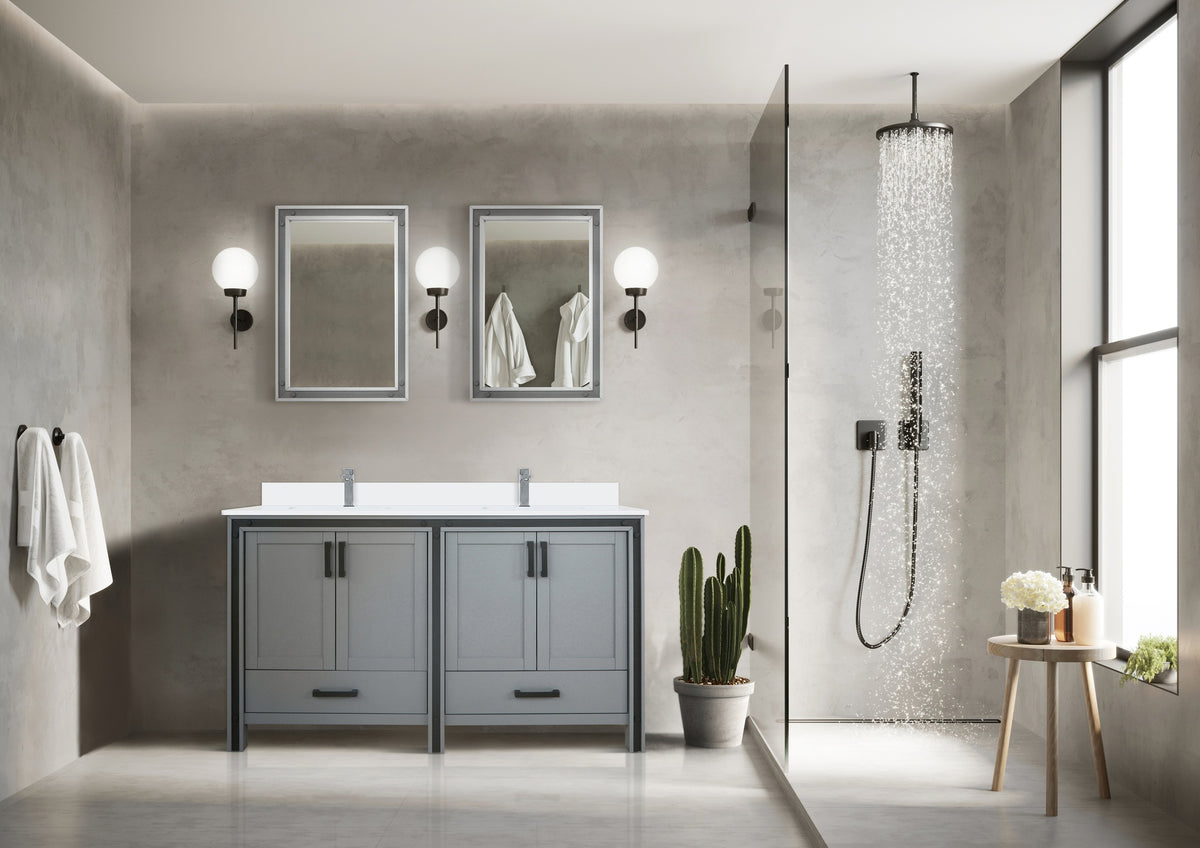 Dark Grey Double Bath Vanity 60 in. W x 22 in. D, with Cultured Marble Top