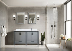 Dark Grey Double Bath Vanity 60 in. W x 22 in. D, with Cultured Marble Top