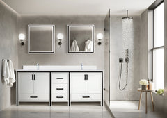 White Double Bath Vanity 84 in. W x 22 in. D, with White Quartz Top