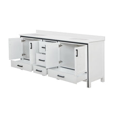 White Double Bath Vanity 84 in. W x 22 in. D, with White Quartz Top