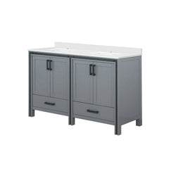Dark Grey Double Bath Vanity 60 in. W x 22 in. D, with White Quartz Top