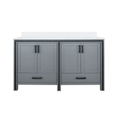 Dark Grey Double Bath Vanity 60 in. W x 22 in. D, with White Quartz Top