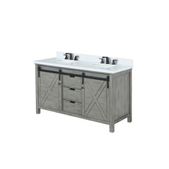 Ash Grey Double Bath Vanity 60 in. W x 22 in. D, Cultured Marble Countertop and Faucet Set