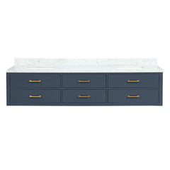 Blue Double Bath Vanity 84 in. W x 22 in. D, with Carrara Marble Top