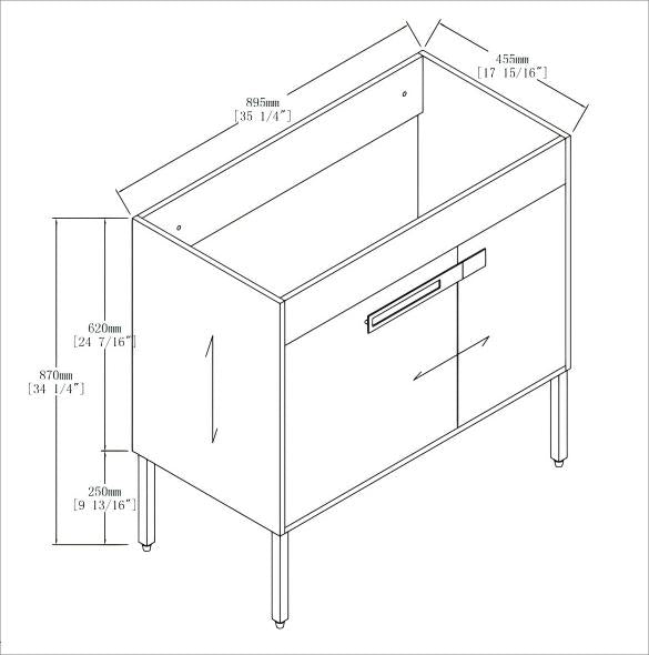 36 Inch Bathroom Vanity, Freestanding Bathroom Vanity or Floating is Optional Conversion.36*18-00336IMO-1(KD-Packing) - Only Includes Vanity, Excluding Sink