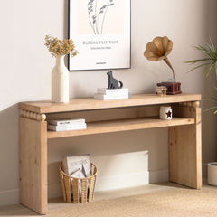59in Console table, Modern rustic console table, Narrow entryway table, Wood sofa table,  Hallway table with storage, Natural wood console table, Entry table with open shelf,Farmhouse console table