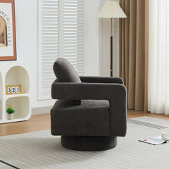 29.13" W Square Swivel Accent Chair, Modern Rotating Arm Chair with Open Back,360 Degree Rotation, Lounge Club Chair with Removable Back Cushion for Living Room, Hotel, Bed Room,Charcoal