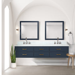 Blue Double Bath Vanity 84 in. W x 22 in. D