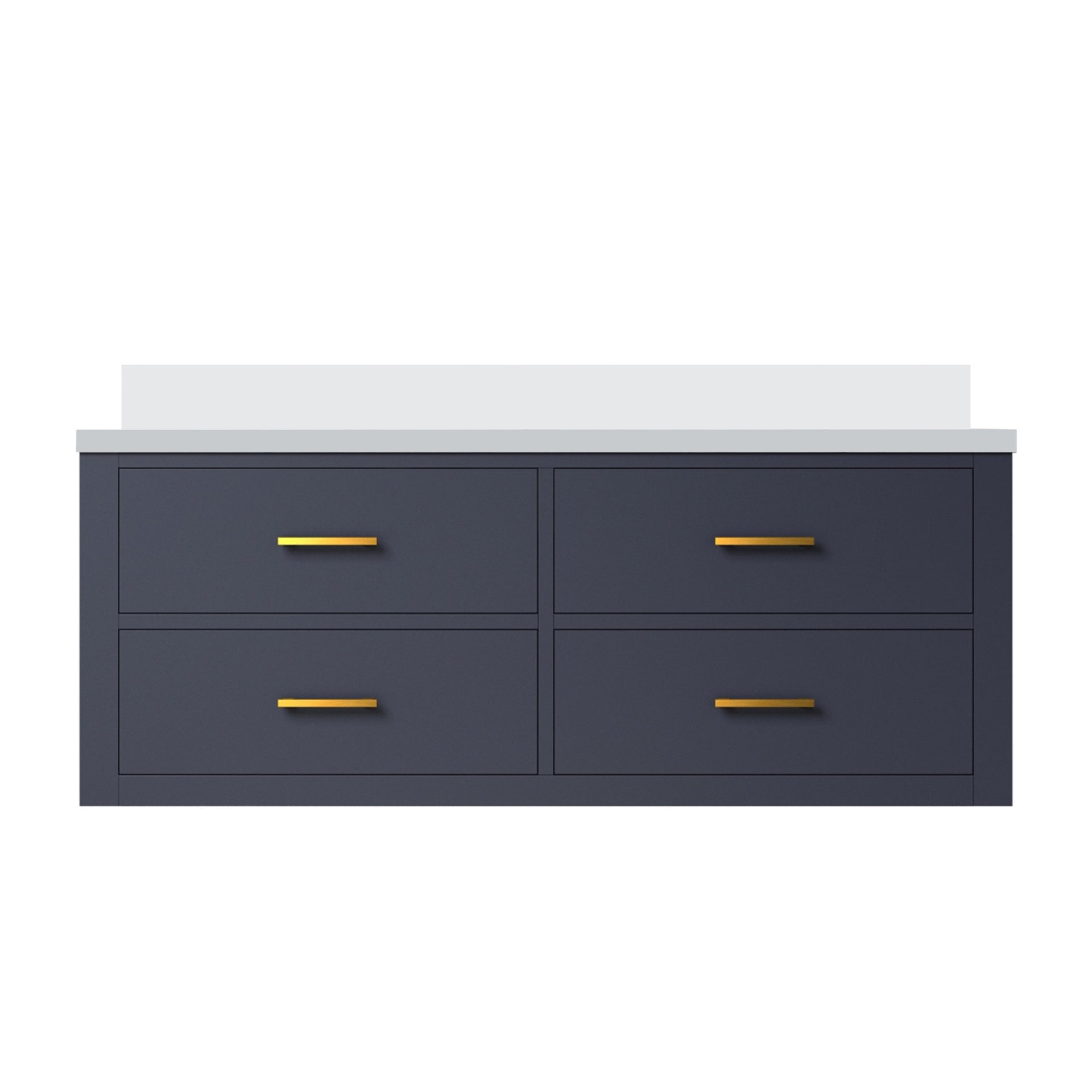 Blue Single Bath Vanity 48 in. W x 22 in. D, with White Quartz Top