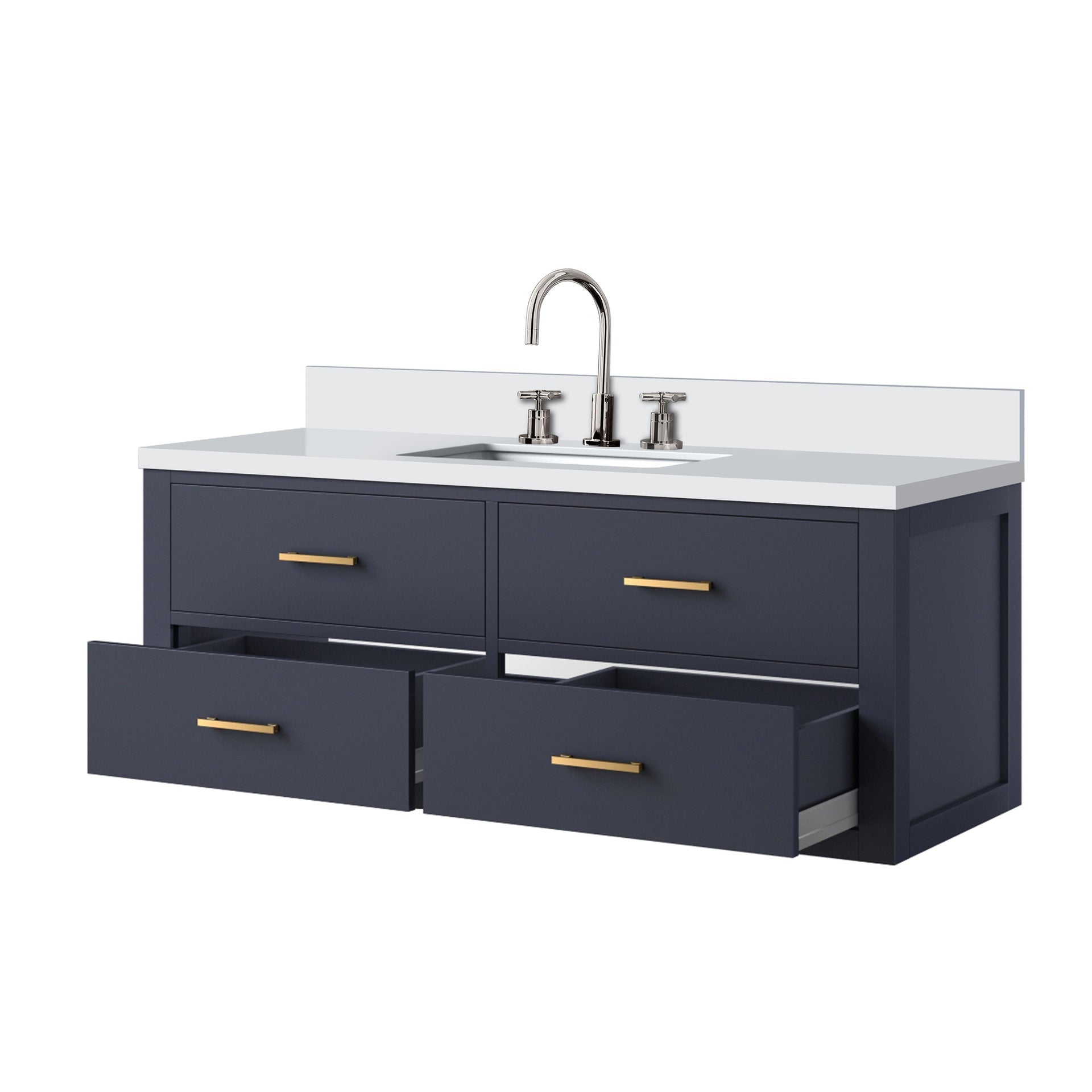 Blue Single Bath Vanity 48 in. W x 22 in. D, Cultured Marble Top, and Faucet Set