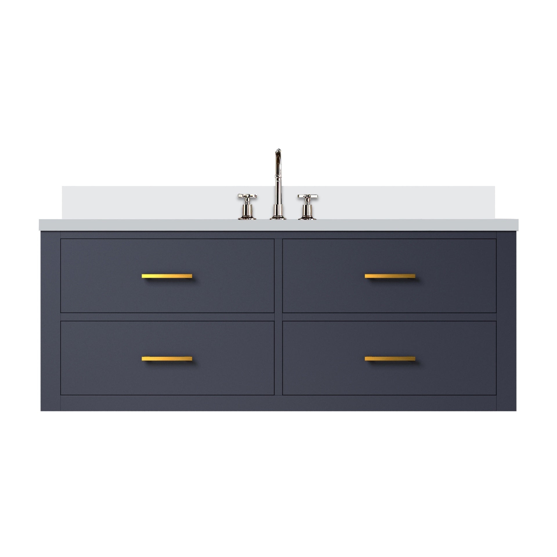 Blue Single Bath Vanity 48 in. W x 22 in. D, Cultured Marble Top, and Faucet Set
