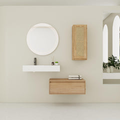 30 inch Wall-Mounted Bathroom  Vanity with Resin Sink and Side Cabinet,Soft Close Drawer (KD-Packing), 09430IMO-30L-SC00512IMO Combination Cabinet