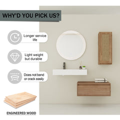 30 inch Wall-Mounted Bathroom  Vanity with Resin Sink and Side Cabinet,Soft Close Drawer (KD-Packing), 09430IMO-30L-SC00512IMO Combination Cabinet