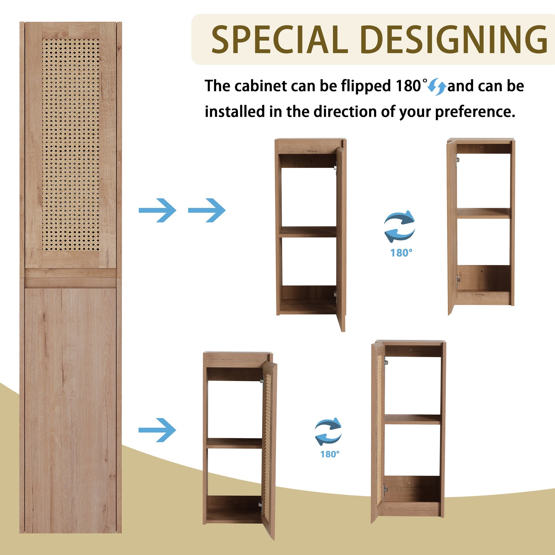 12" Bathroom Side Cabinet,Soft Close Doors,Float Mounting Design, 00512IMO-00112IMO (KD-Packing)