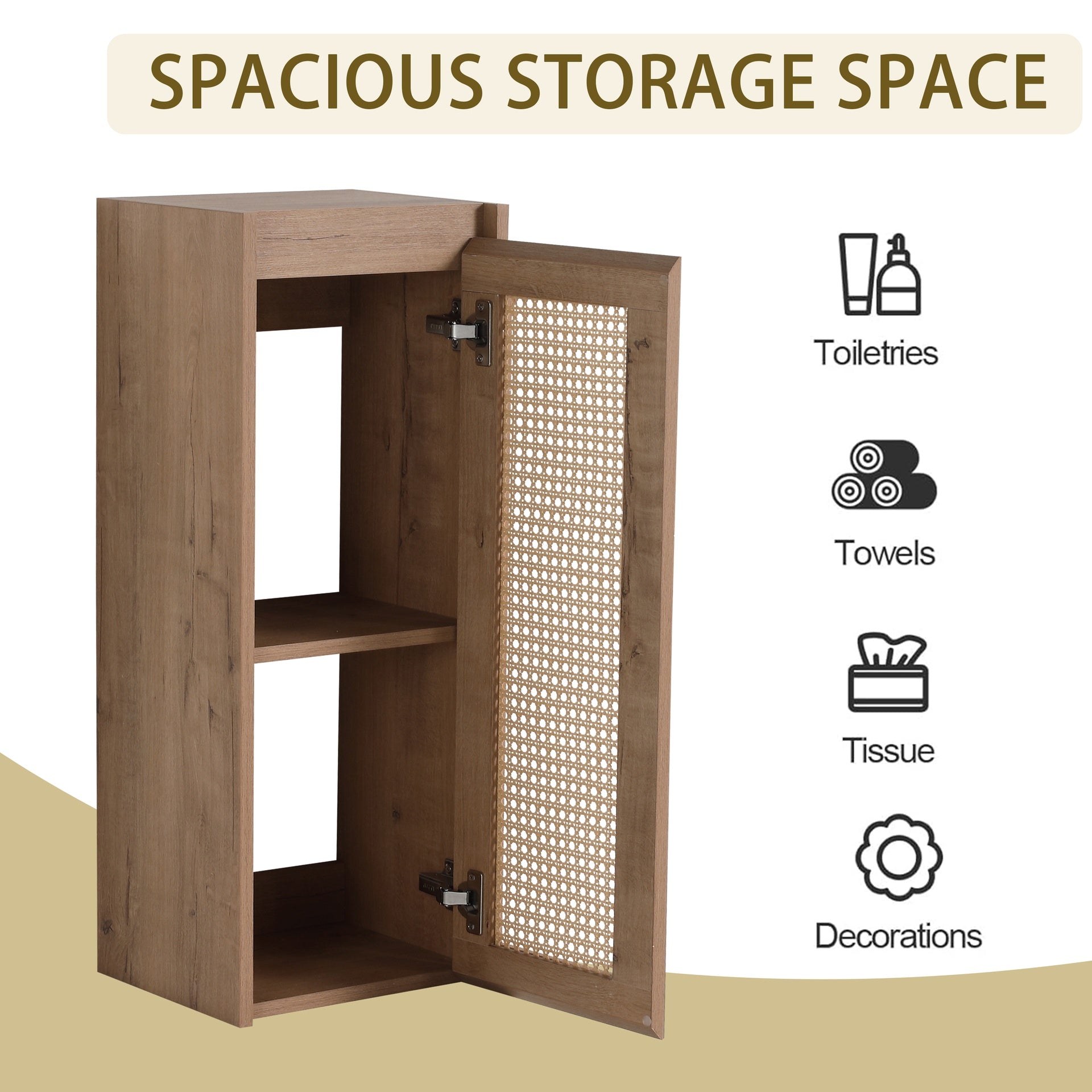 12" Bathroom Side Cabinet,Soft Close Doors,Float Mounting Design,(KD-Packing)