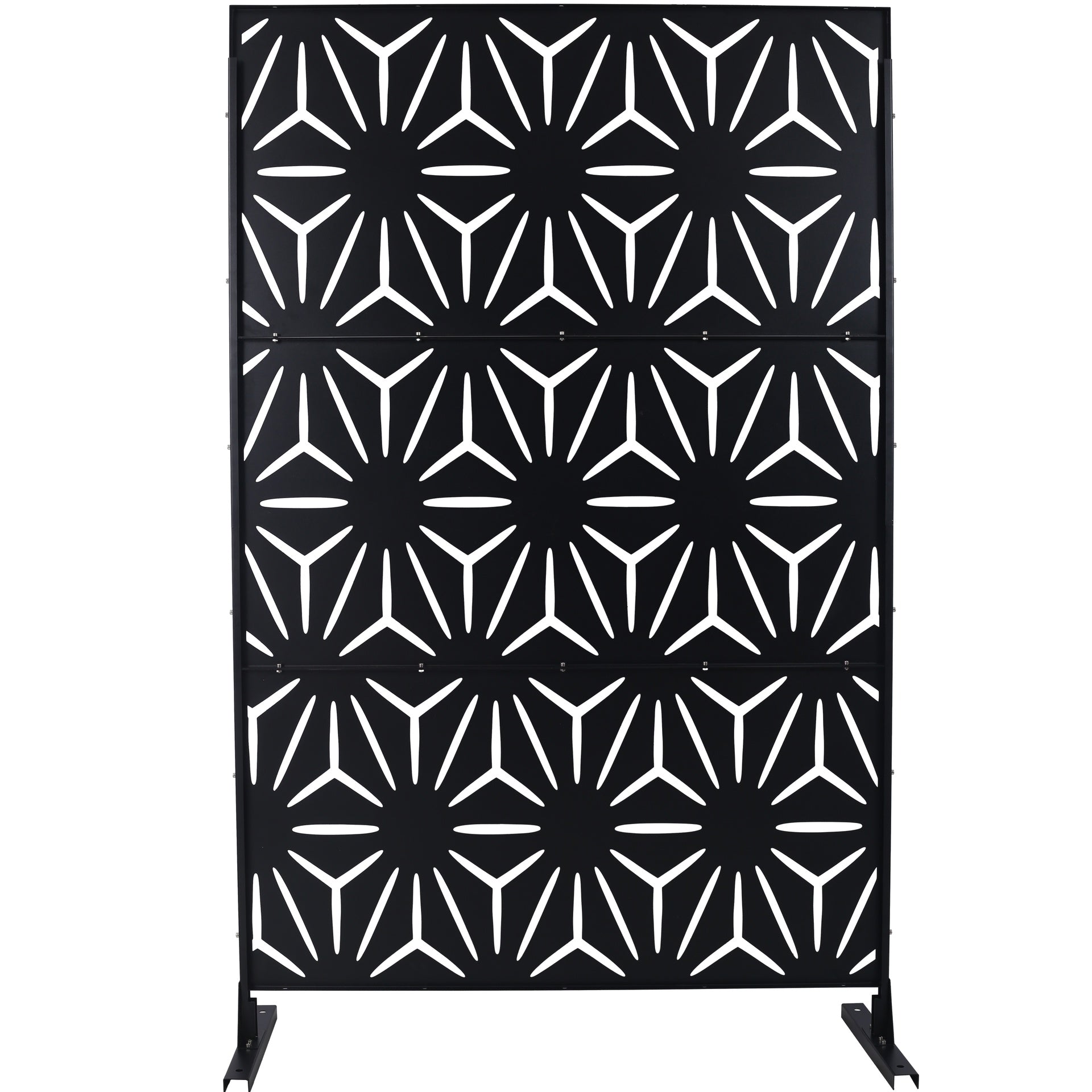 Outdoor & Indoor Privacy Screen Metal Privacy Screen 76" H×48" W, Freestanding Decorative Privacy Screen for Deck Balcony Patio, Privacy Fence Panels for Outside Lawn Garden PS104 BLACK