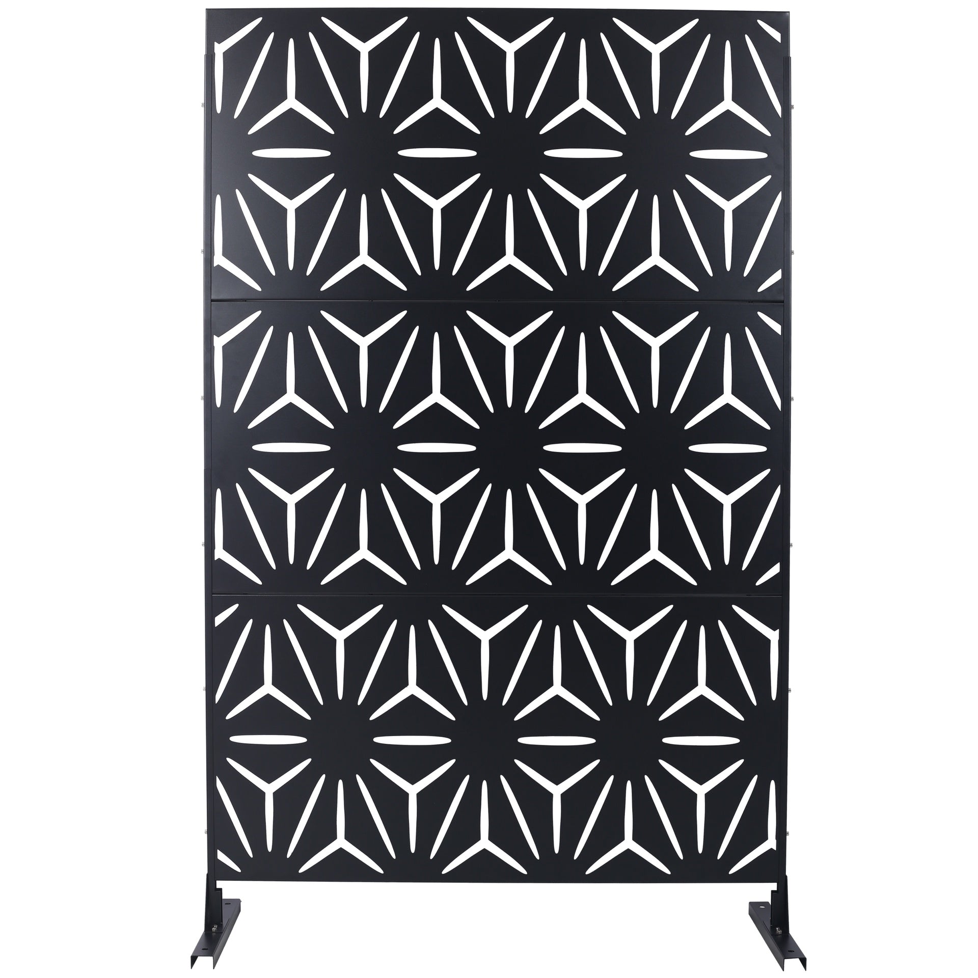 Outdoor & Indoor Privacy Screen Metal Privacy Screen 76" H×48" W, Freestanding Decorative Privacy Screen for Deck Balcony Patio, Privacy Fence Panels for Outside Lawn Garden PS104 BLACK