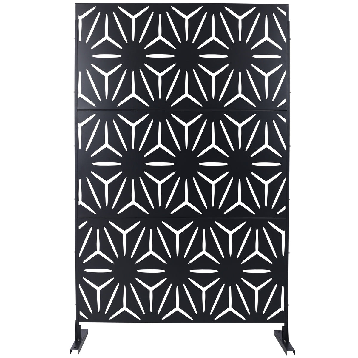 Outdoor & Indoor Privacy Screen Metal Privacy Screen 76" H×48" W, Freestanding Decorative Privacy Screen for Deck Balcony Patio, Privacy Fence Panels for Outside Lawn Garden PS104 BLACK