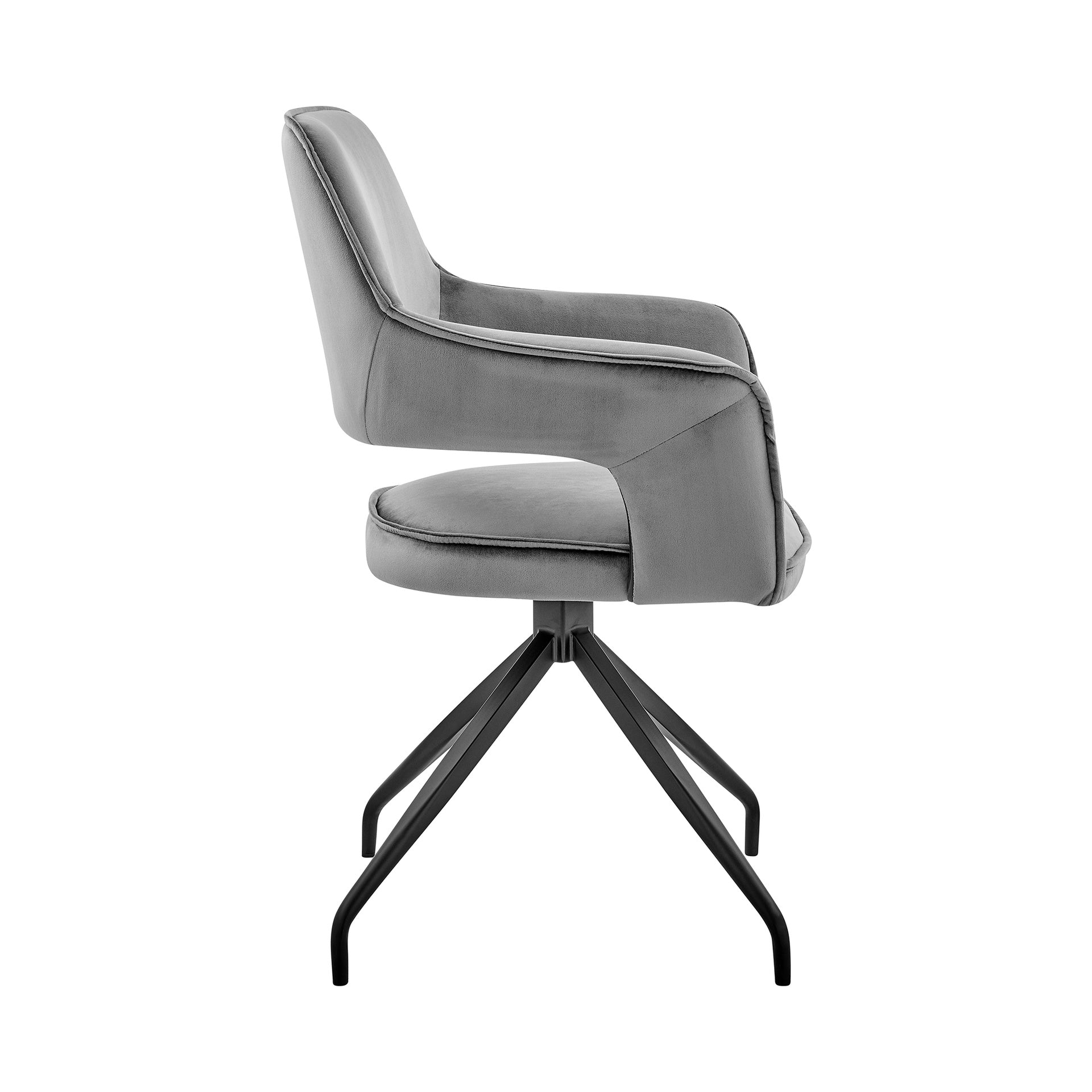 Devora Dining Room Accent Chair in Gray Velvet with Black Finish