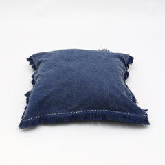 Stonewashed Linen Throw Pillow with Handworked Edges & Fringe -22X22"