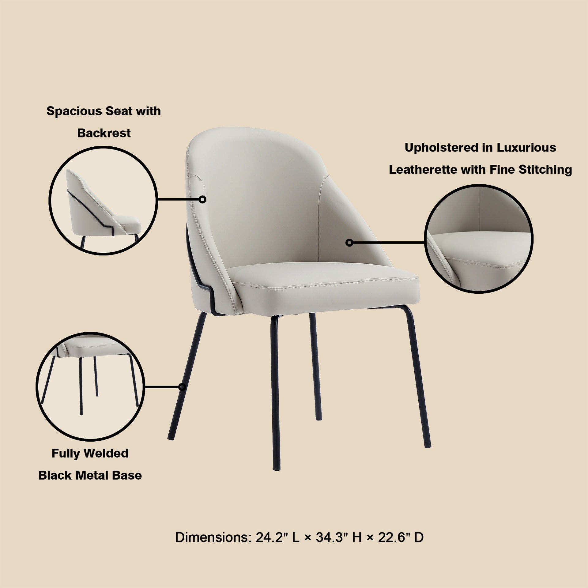 Dining Chair in Stone Gray and Black