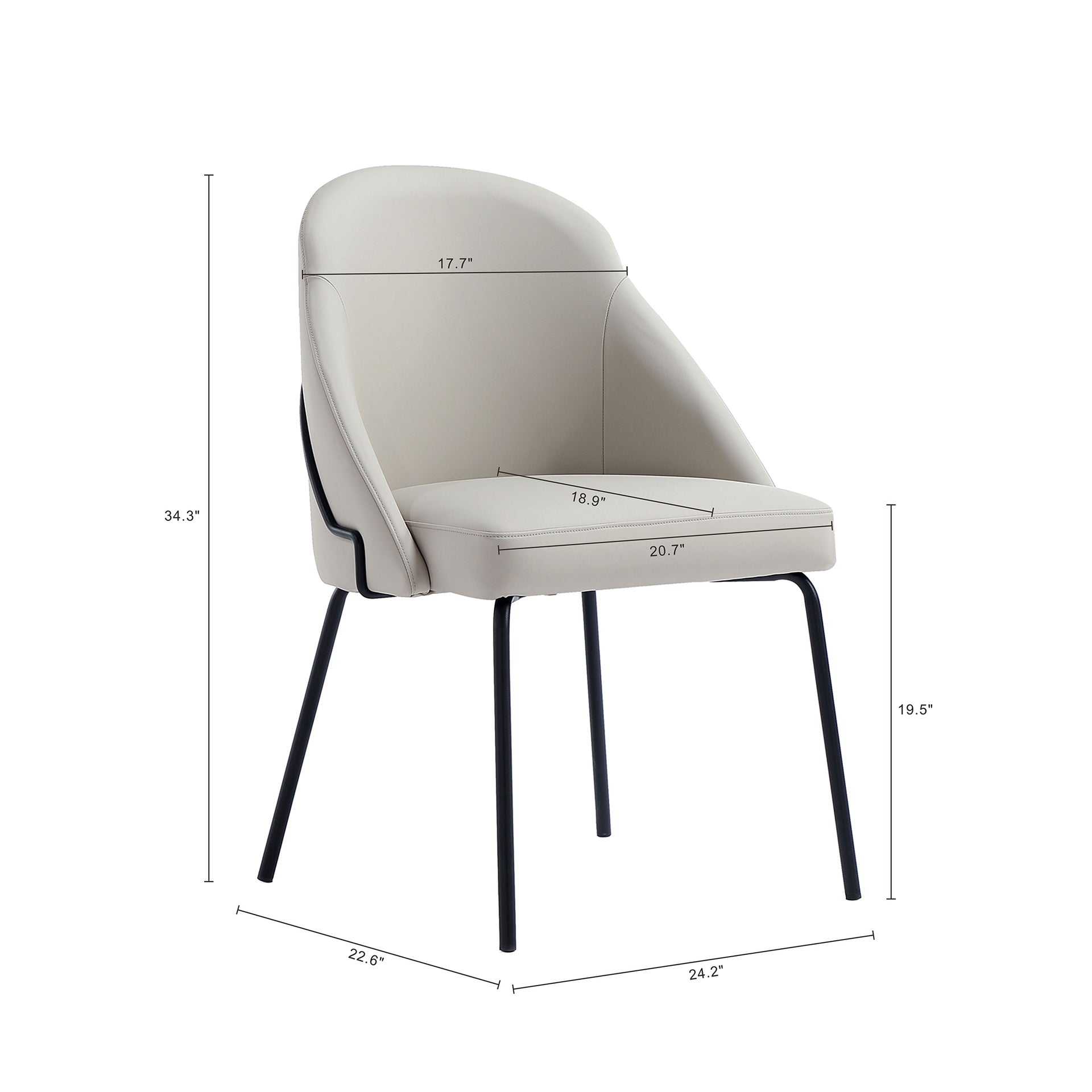Dining Chair in Stone Gray and Black