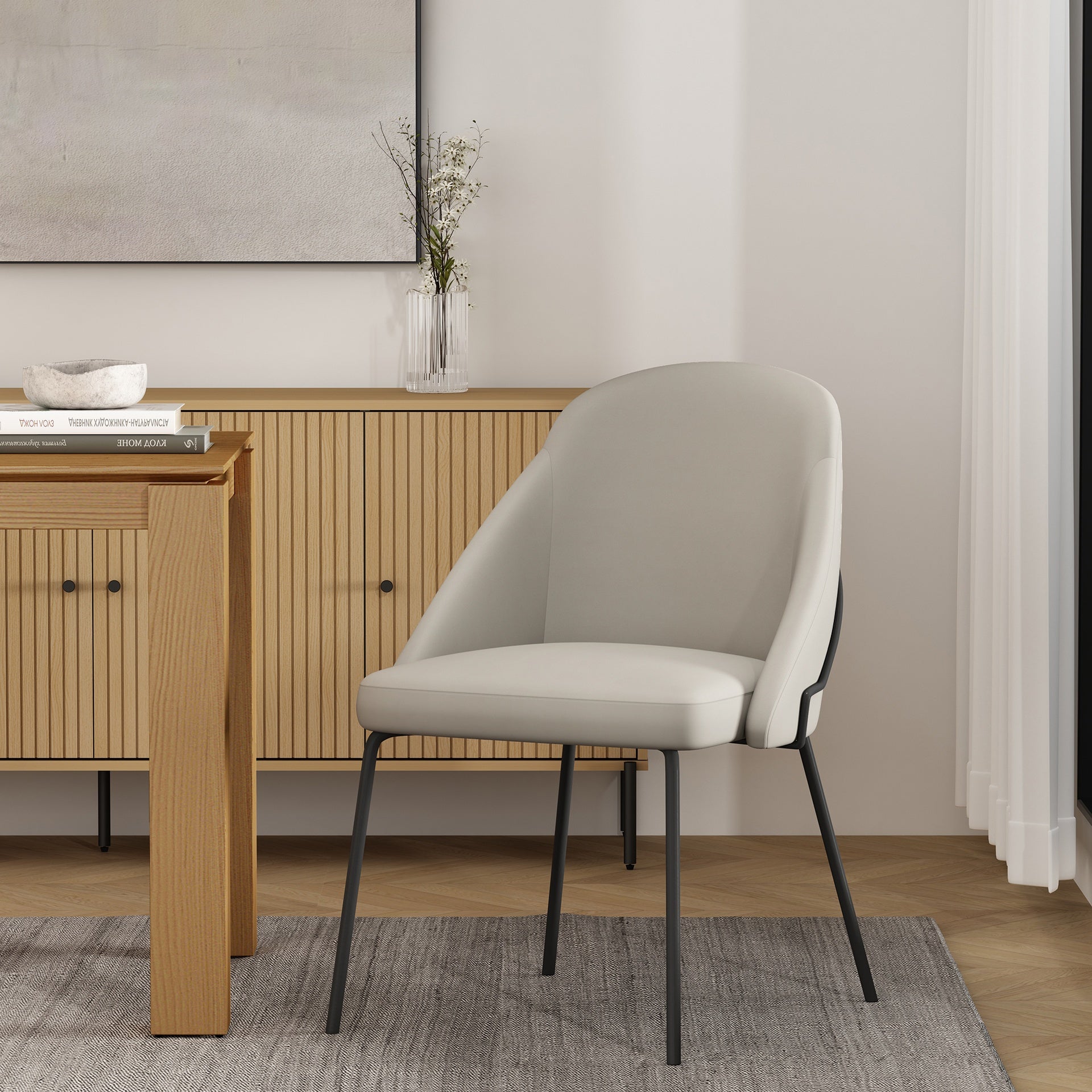 Dining Chair in Stone Gray and Black