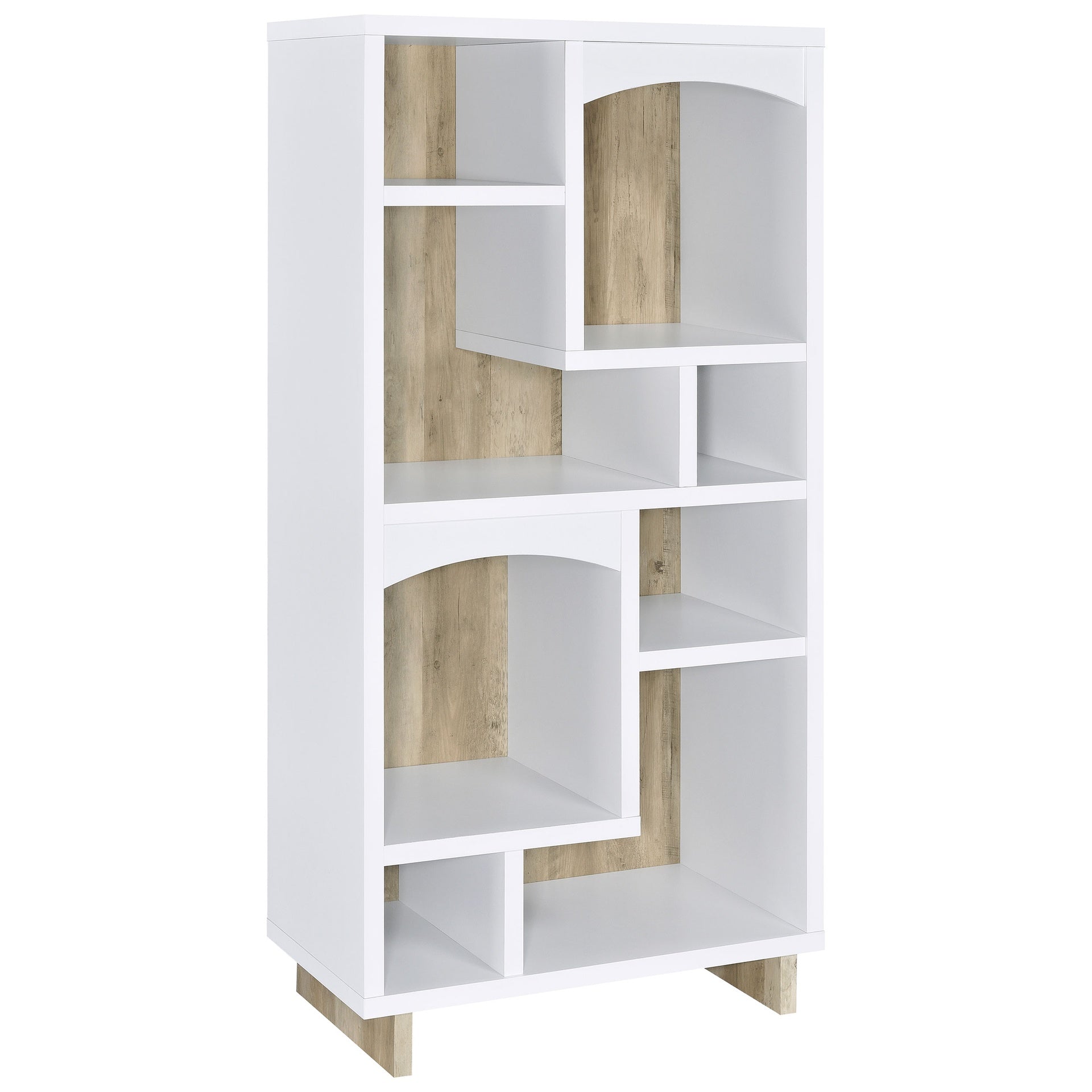 Geilys White and Distressed Pine 65-inch 8-shelf Bookcase