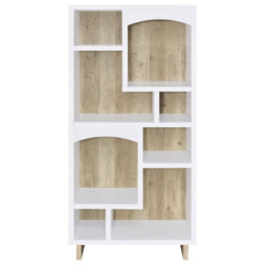 Geilys White and Distressed Pine 65-inch 8-shelf Bookcase