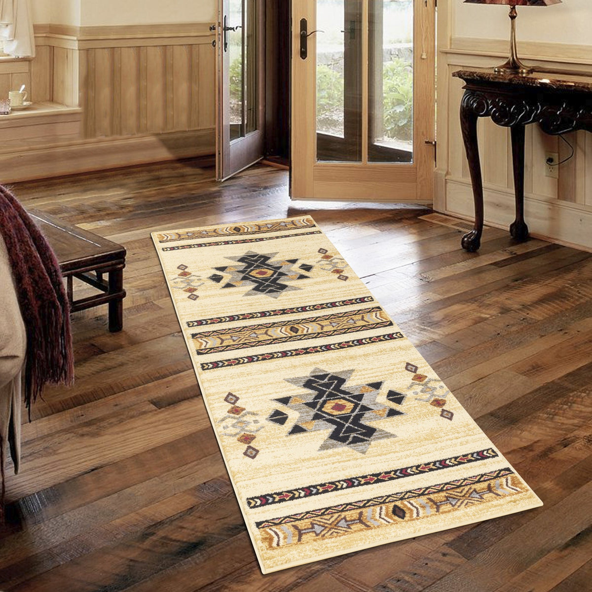 Tribes GC_YLS4006 Cream 2 ft. 7 in. x 7 ft. 3 in. Southwest Area Rug