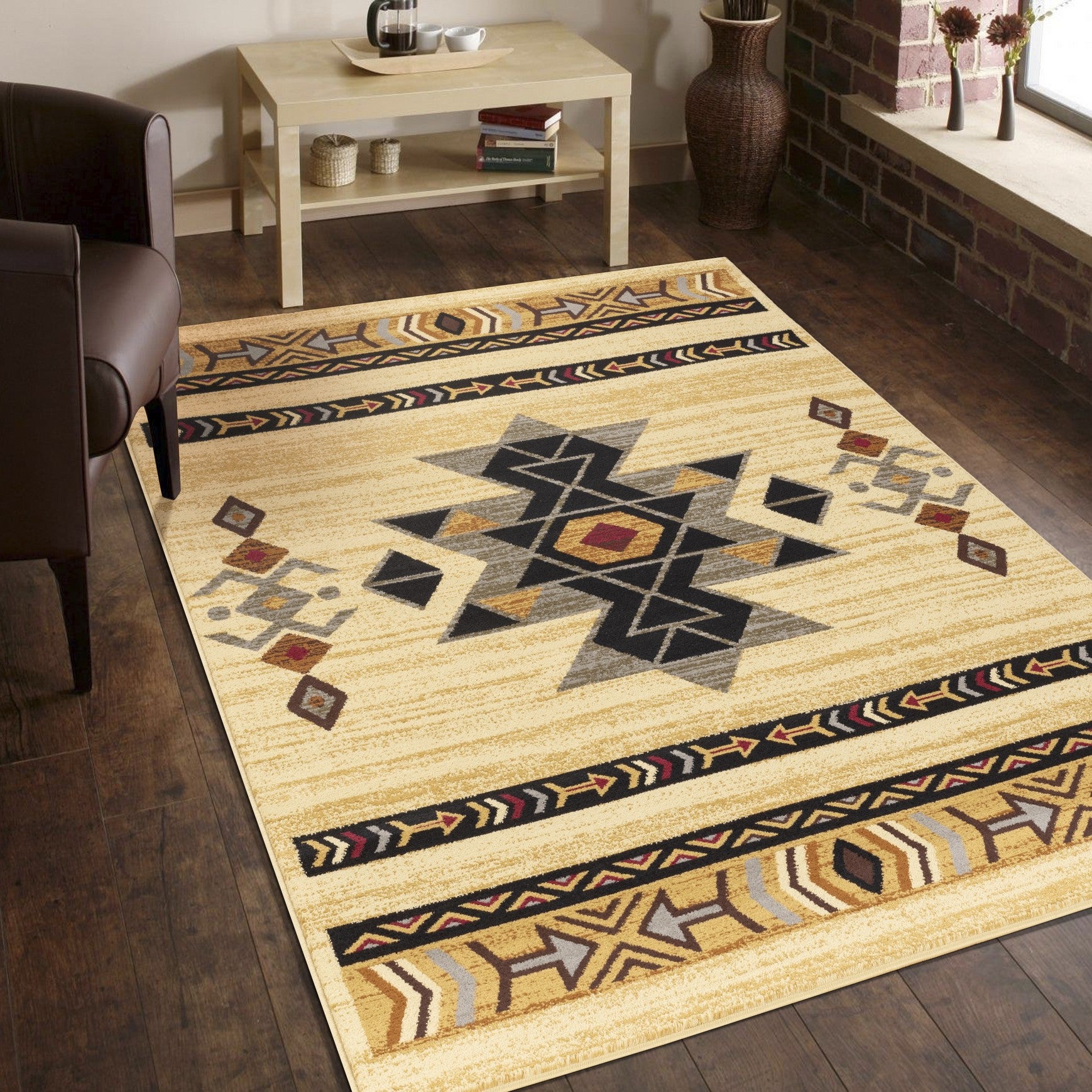 Tribes GC_YLS4006 Cream 2 ft. 7 in. x 7 ft. 3 in. Southwest Area Rug