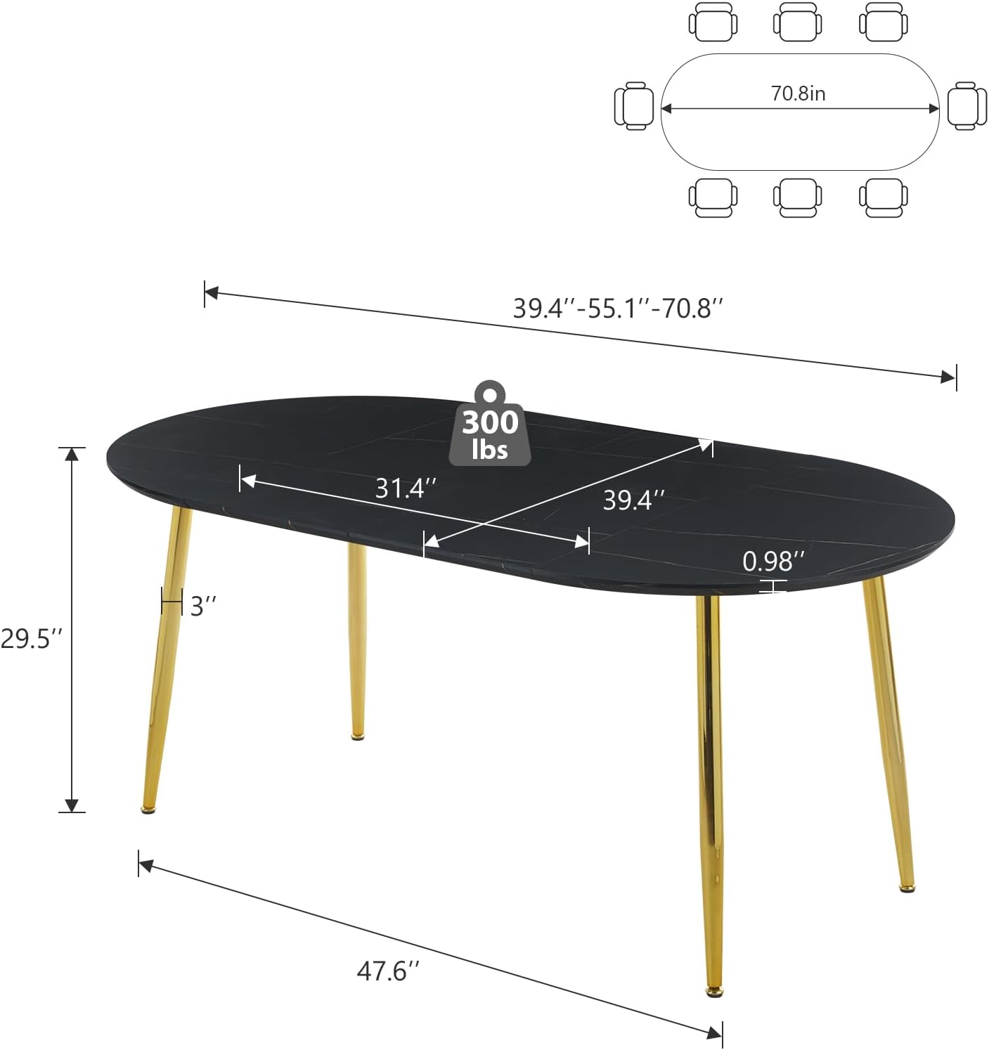 Extendable table,DINING TABLE,OFFICE TABLE,COFFEE TABLE,metal leg,MDF top,100/140/180x100x75cm,golden and black color