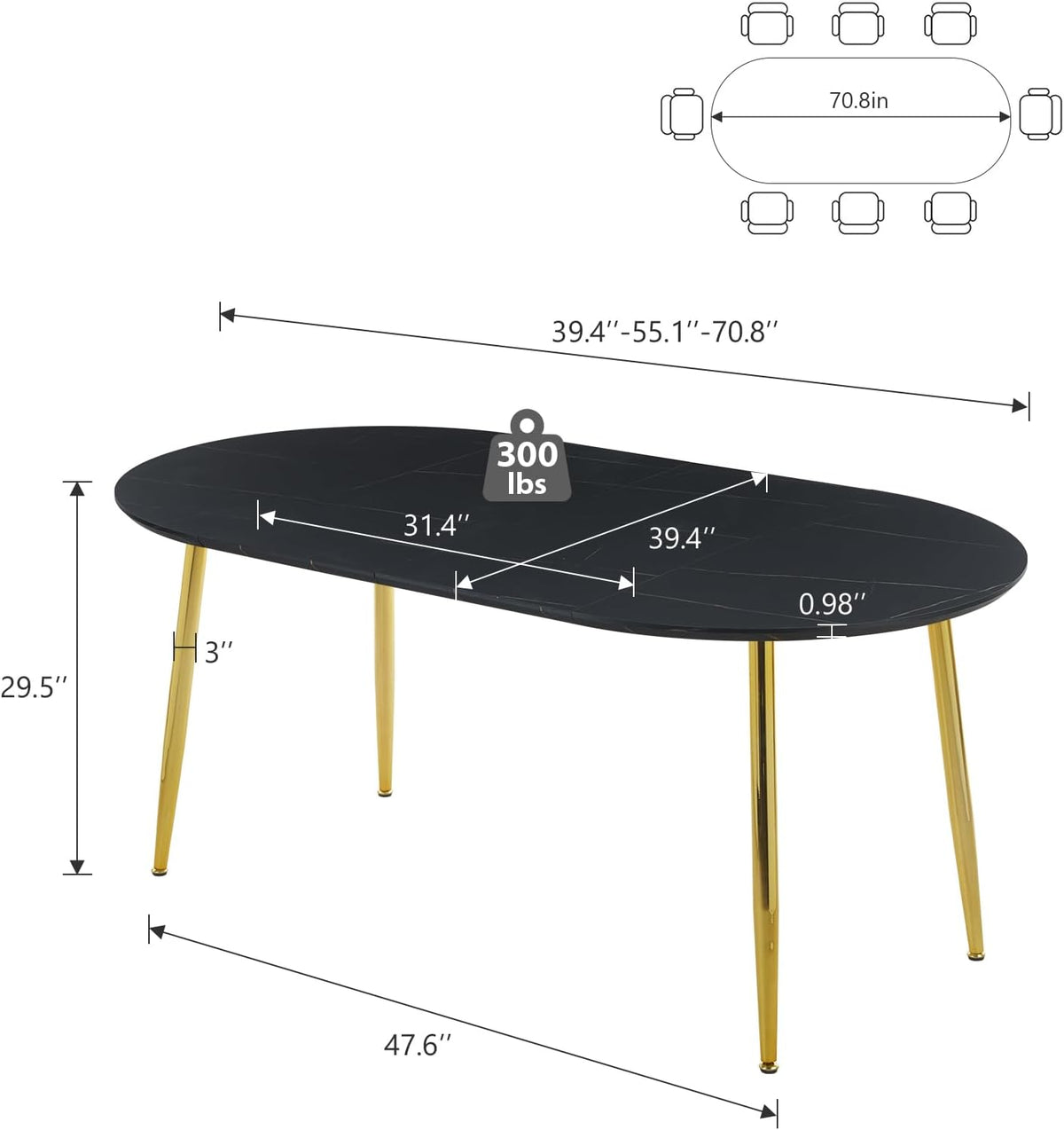 Extendable table,DINING TABLE,OFFICE TABLE,COFFEE TABLE,metal leg,MDF top,100/140/180x100x75cm,golden and black color