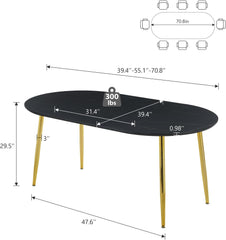 Extendable table,DINING TABLE,OFFICE TABLE,COFFEE TABLE,metal leg,MDF top,100/140/180x100x75cm,golden and black color