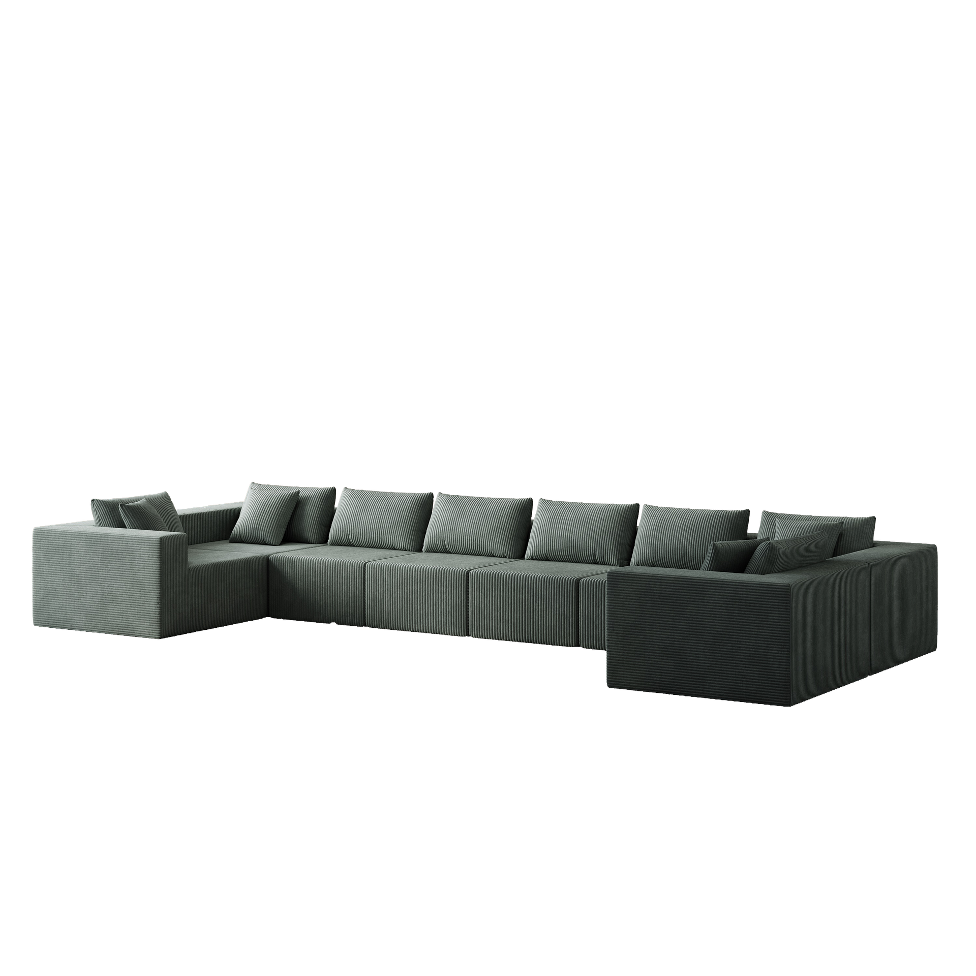 188-Inch Corduroy  Modular L Shaped Sectional Sofa,Luxury Floor Couch Set,Upholstered Indoor Furniture,Foam-Filled Compressed Sofa for Living Room,Bedroom,8 PC Free Combination