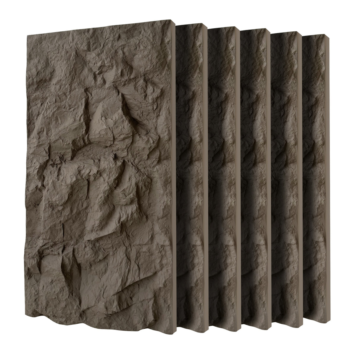 3D Faux Stone Wall Panels, 6 PCS PU Wainscoting Panel for Interior Wall Decor, Flame-resistant & Lightweight & Waterproof, for TV Wall, Office, Living Room, 47.24" × 23.62"(Rock Stone)(Carbon Black)