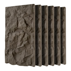 3D Faux Stone Wall Panels, 6 PCS PU Wainscoting Panel for Interior Wall Decor, Flame-resistant & Lightweight & Waterproof, for TV Wall, Office, Living Room, 47.24" × 23.62"(Rock Stone)(Carbon Black)