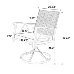 5 Piece Patio Dining Set for 4,Outdoor Wicker Furniture Set for Backyard Garden Deck Poolside with 4 Cushions Swivel Rocker Chairs,steel Table Top, Removable Cushions