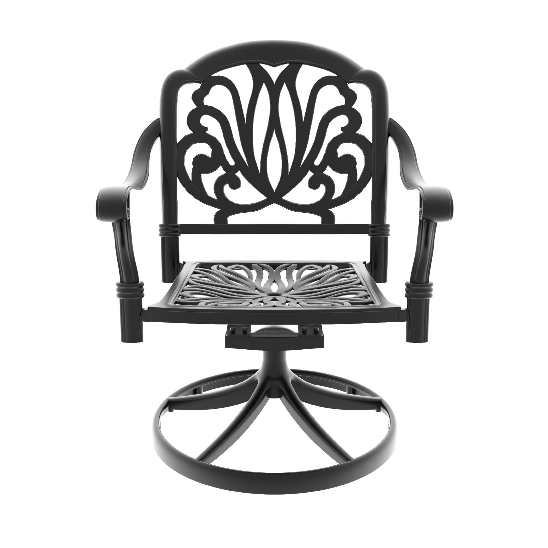 5-Piece All-Weather Cast Aluminum Dining Set, Include 4 Swivel Chairs and 39.37" Round Table With Black Frame (same sku: W1710S00437 )