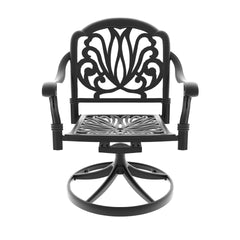 5-Piece All-Weather Cast Aluminum Dining Set, Include 4 Swivel Chairs and 39.37" Round Table With Black Frame (same sku: W1710S00437 )