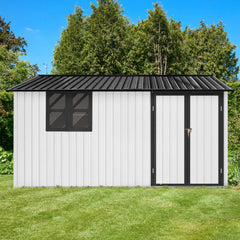 Metal garden sheds 12ftx10ft outdoor storage sheds white+black with window with Goods Shelves