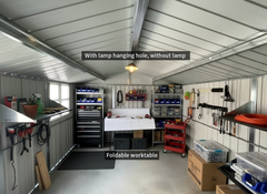Metal garden sheds 12ftx10ft outdoor storage sheds white+black with window with Goods Shelves