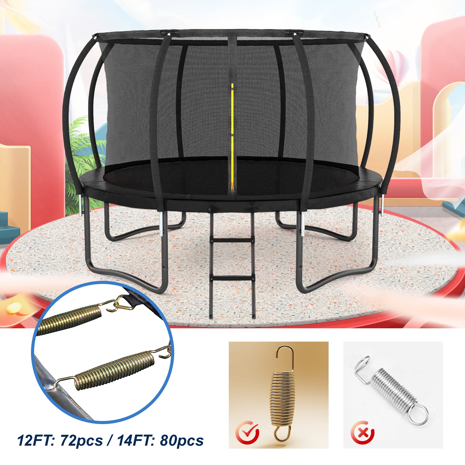 Spare Parts-SpringsX72PCS For 12FT Outdoor Big Trampoline Only