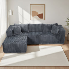 105" L-Shaped Modular Compression Sofa, Plush Upholstery, All-Foam Structure (No Springs), Vacuum-Packed, Space-Saving for Living Room, Bedroom, Apartment  (Right Chaise)