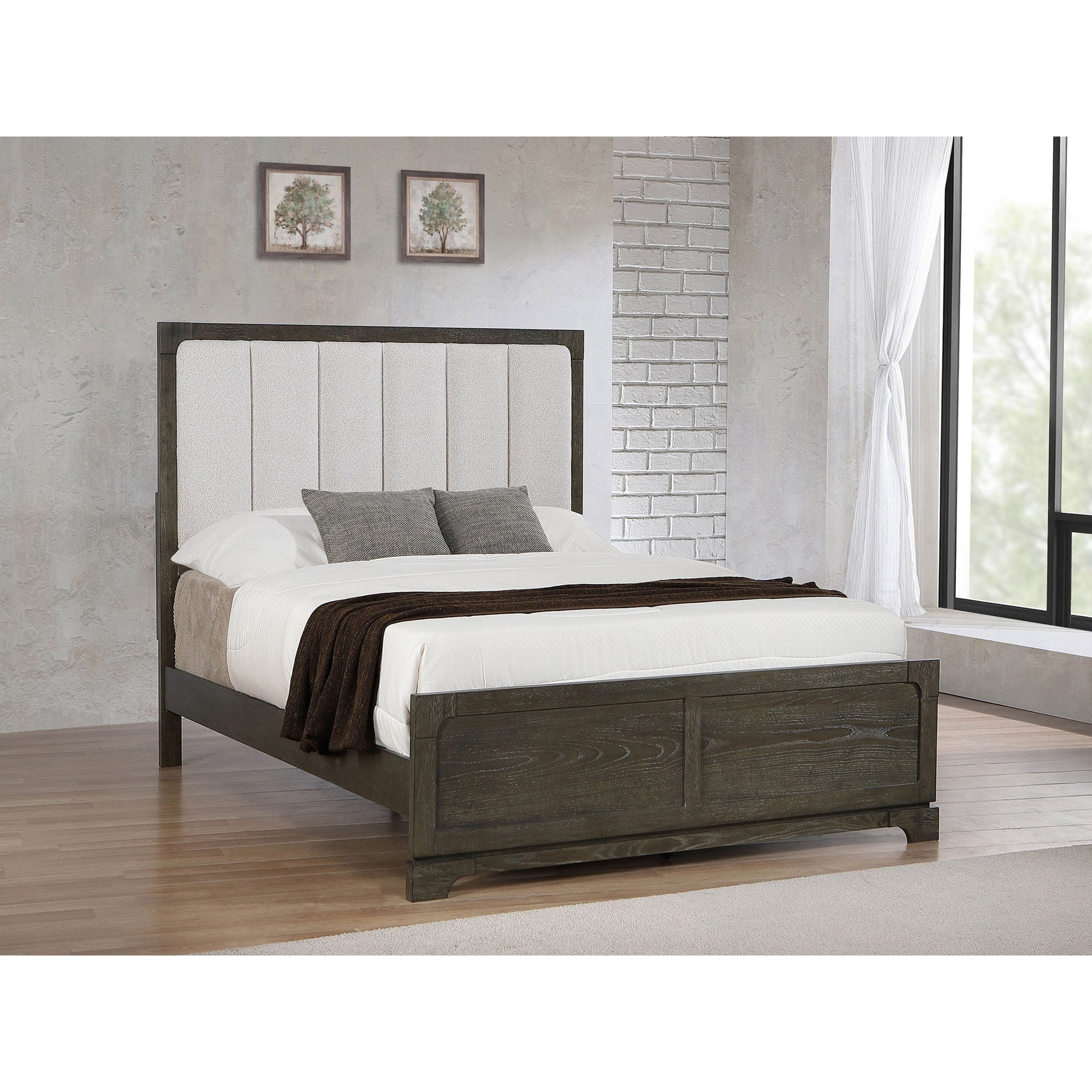Harbington Dark Cocoa Upholstered Queen Panel Bed