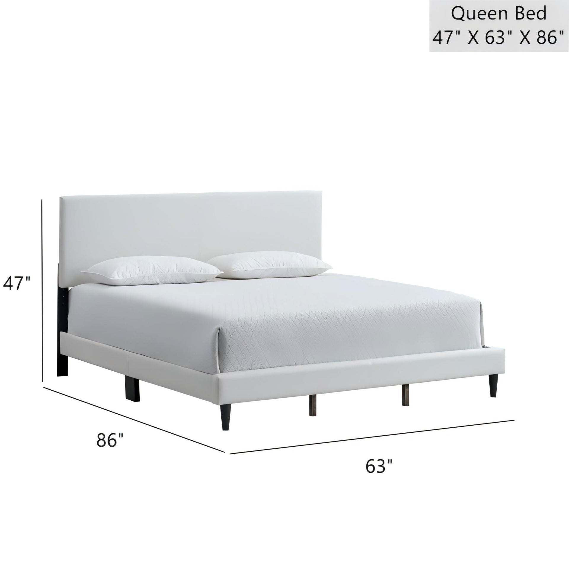 Baron G00709-QB-UP Queen Bed ( Mattress Not Included), White