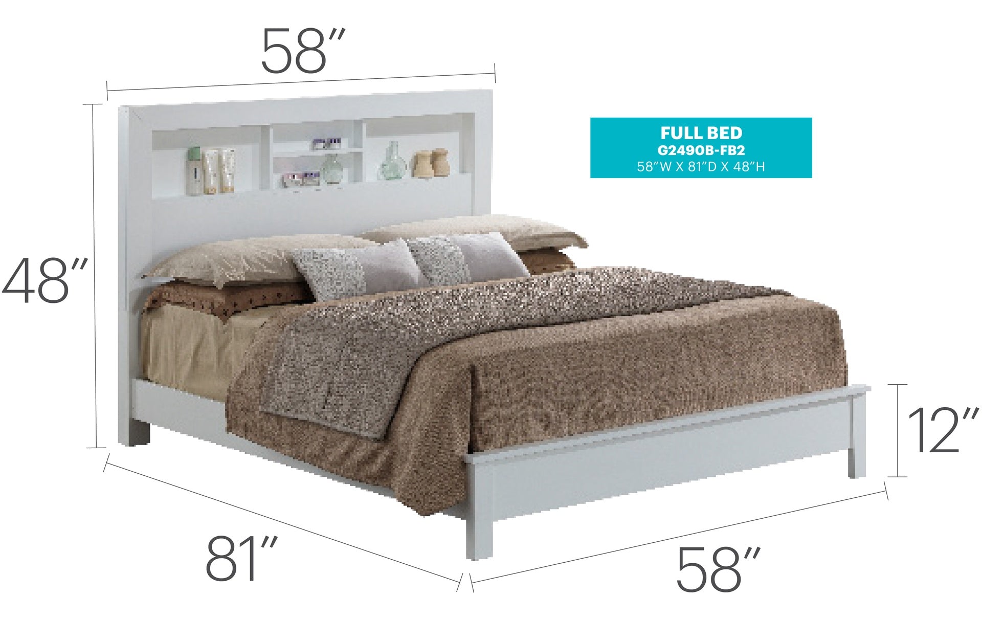 Transitional Style Full Bed In Crisp White