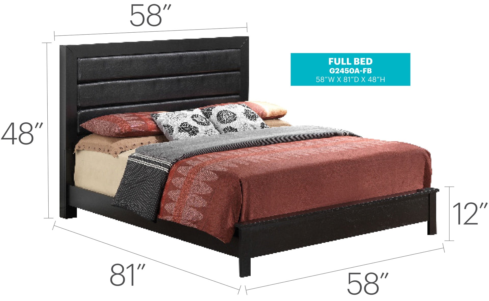 Transitional Black Full Bed With Storage