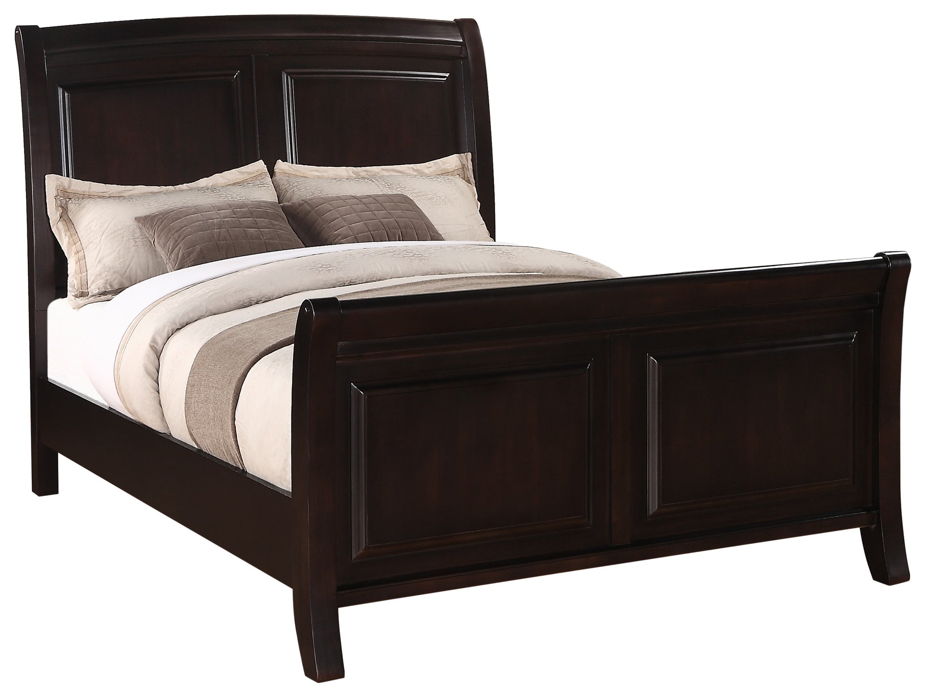 Elegant Transitional Queen Bed In Cappuccino