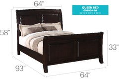 Elegant Transitional Queen Bed In Cappuccino